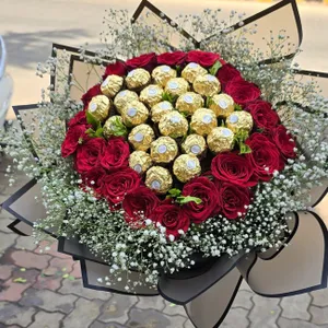 16 Ferrero with 40 Red Roses